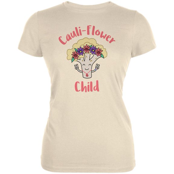 Vegetable Cauliflower Cauli-Flower Flower Child Funny Juniors Soft T Shirt Cream MD