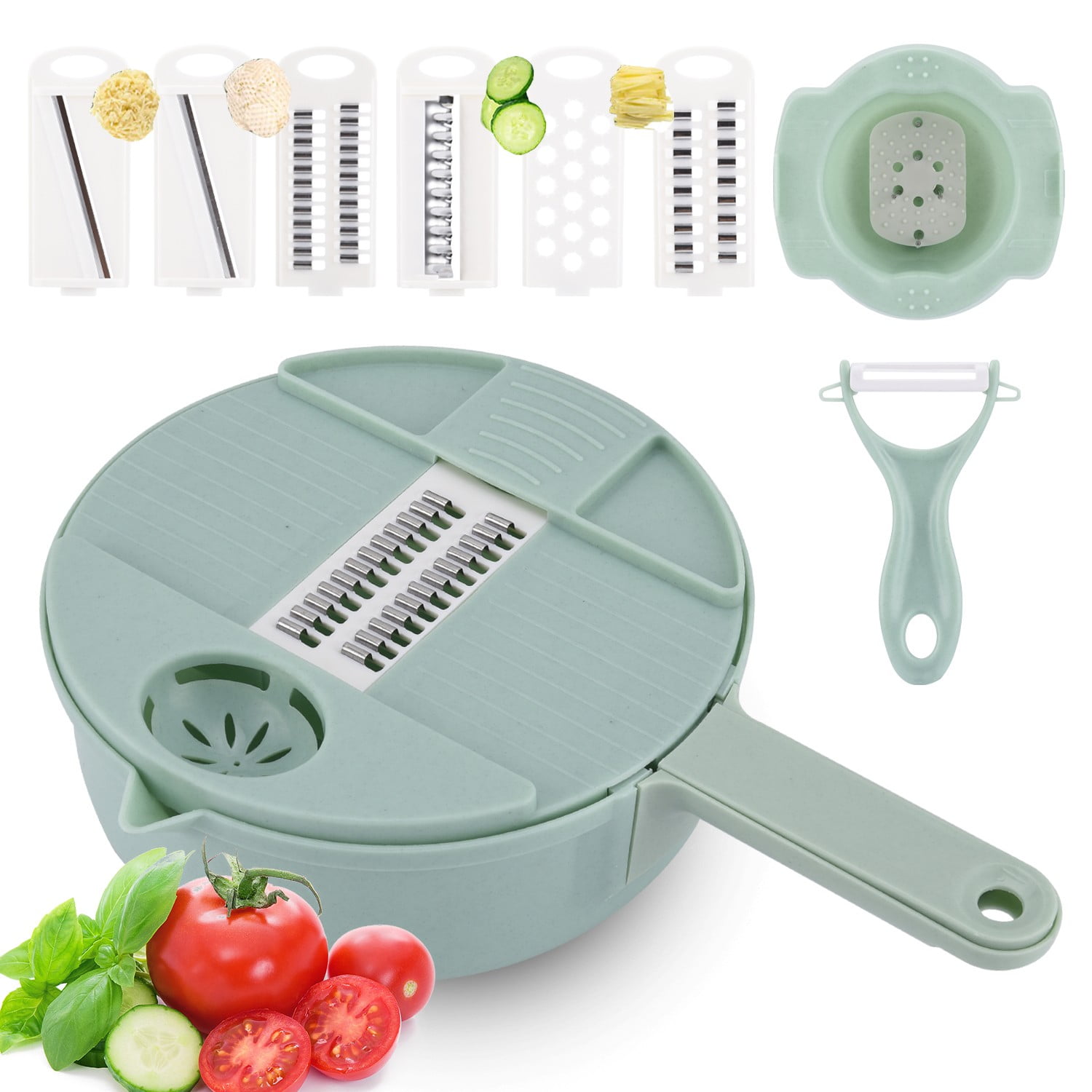 Vegetable Chopper Dicer - 12-in-1 SuperSlicer Pro: Stainless Steel Blades, Various Cuts, Peeler, Safety Lock, Non-Slip Base, Compact, Easy Store