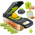thumbnail image 1 of Vegetable Chopper, 15 in 1 Food Chopper, Manual Hand Chopper,Pro Onion Chopper Veggie Cutter Garlic Chopper, Multifunctional Dicer Slap Press Slicer Chopper with 8 Blades, Container, Hand Guard, 1 of 7