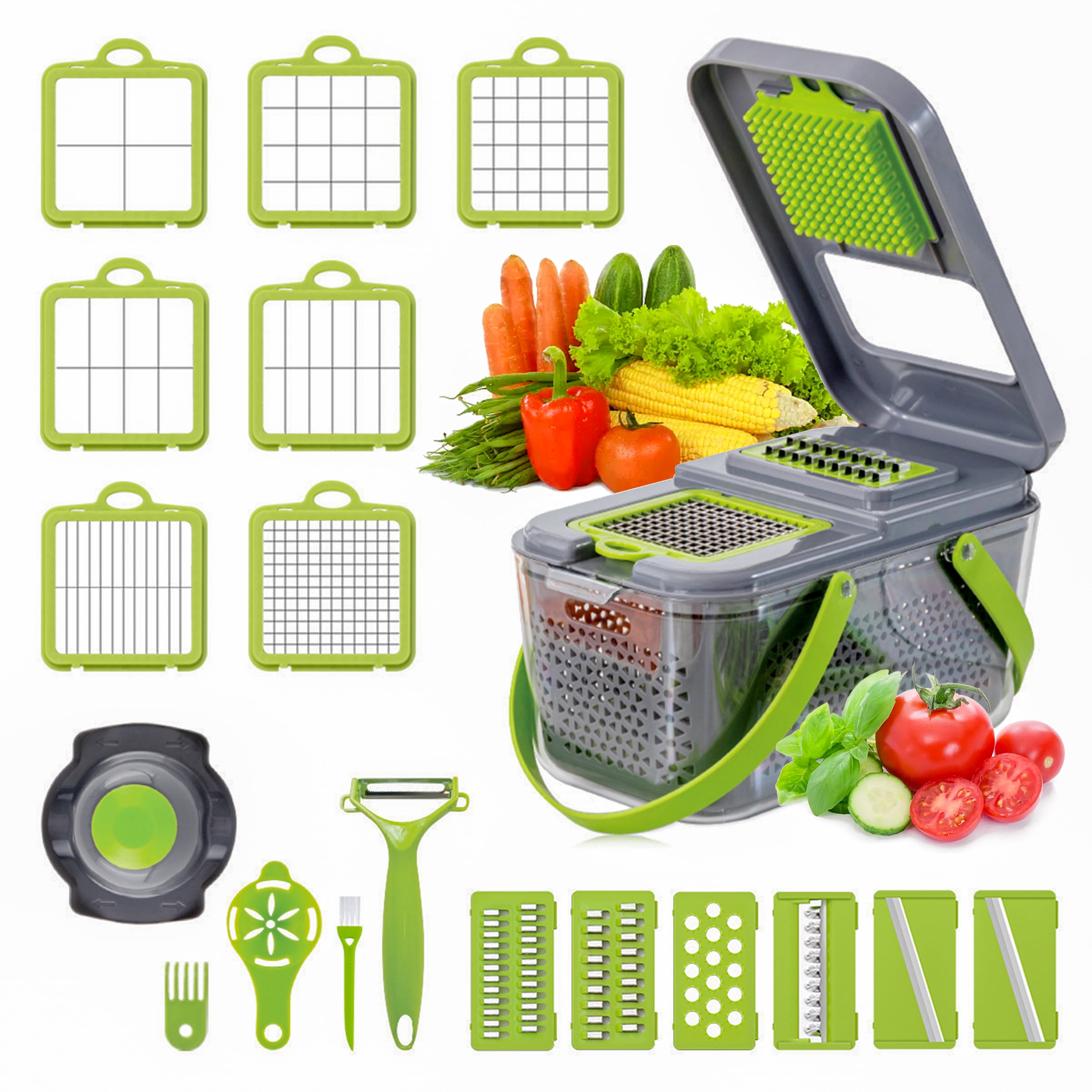 Vegetable Chopper, CofeLife 12 in 1 Multi-Functional Onion Chopper, Veggie  Chopper Stainless Steel Blades, Vegetable Slicer Container, Mandoline Slicer,  Dicer, Cutter Ideal for Fruits/Salads 