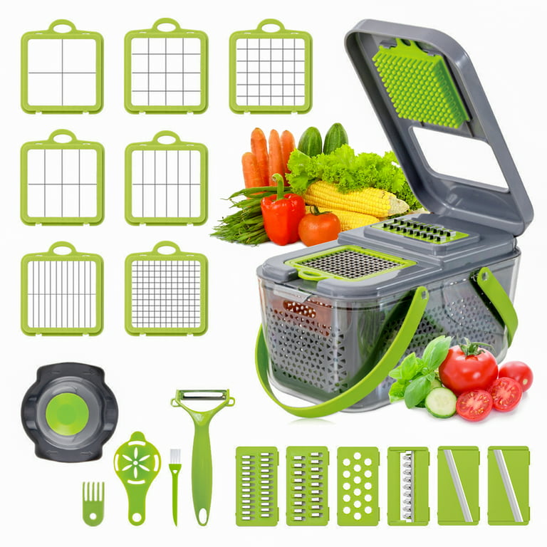 Vegetable Chopper, 22Pcs Multi-functional Onion Chopper with Container, Mandoline  Vegetable Slicer, Food Chopper Slicer Dicer Cutter, 10.24 *6.10 *5.71″ 