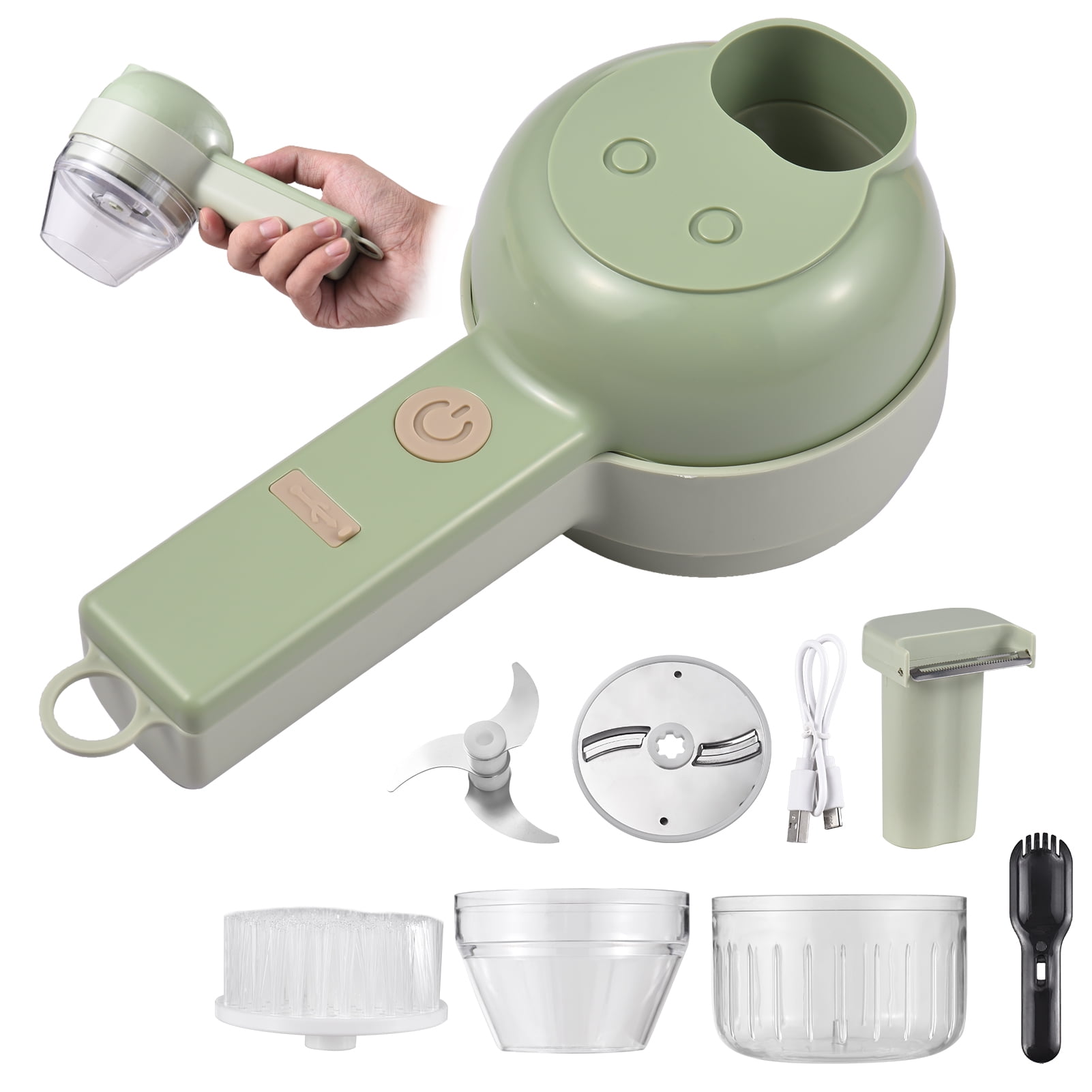 AllStyleByPatel Smart Gadgets [4 in 1] Electric Slicer and Cutter Vegetable  Chopper Hand-held Food Processor Portable (Green)