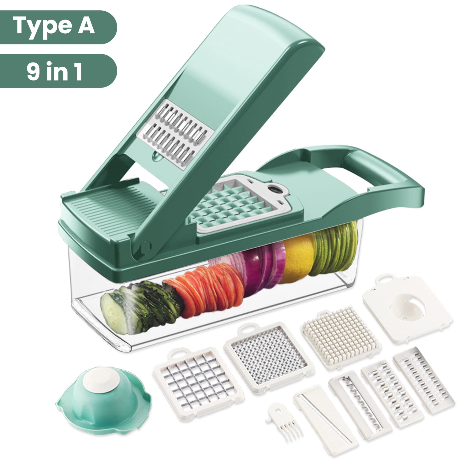 Ptlom Vegetable Chopper with 8 Blades: Mandoline Slicer Onion Chopper Dicer  Egg Separator Slicer Vegetable Chopper Cutter Slicer,Food Chopper Dicer  Slicer with Container for Kitchen 