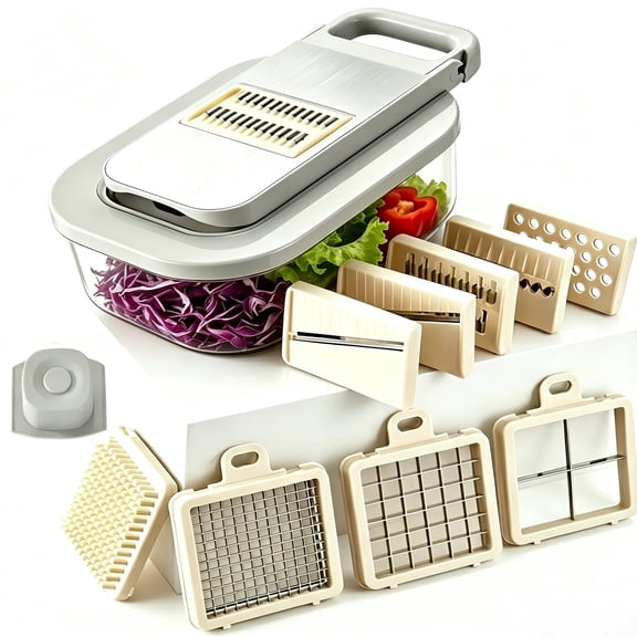 CiYouc 13-in-1 Vegetable Chopper & Mandoline Slicer with Stainless Steel Blades, Multi-Function Grater, Container & Hand Protector – Perfect for Veggies, Fruits, Onions, Garlic & Meal Prep