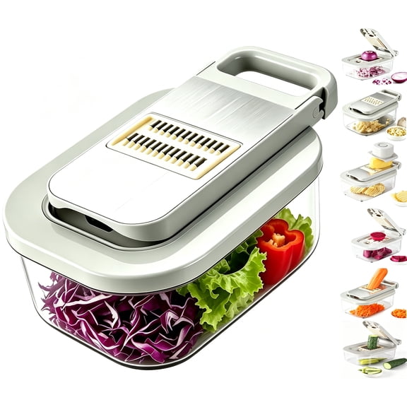 CiYouc 13-in-1 Vegetable Chopper & Mandoline Slicer with Stainless Steel Blades, Multi-Function Grater, Container & Hand Protector – Perfect for Veggies, Fruits, Onions, Garlic & Meal Prep