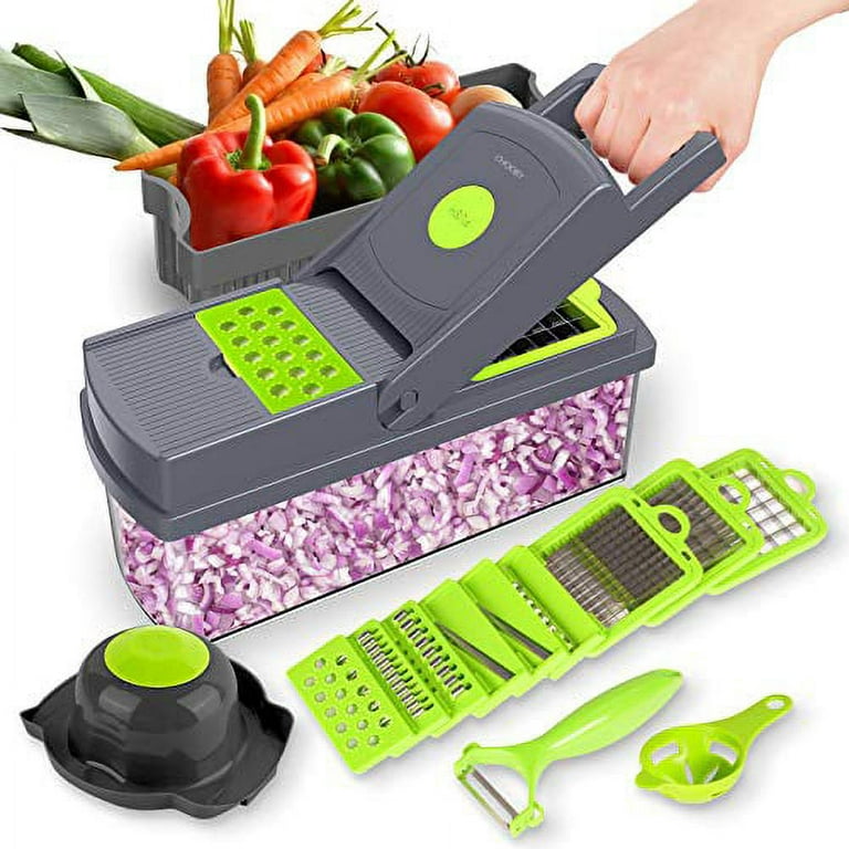 Vegetable Chopper, CHOOBY Onion Chopper Dicer with Container, 14-in-1  Multifunctional Veggie Slicer Food Cutter with 9 Stainless Steel Blades,  Household Kitchen Gadgets for Vegetable Fr 