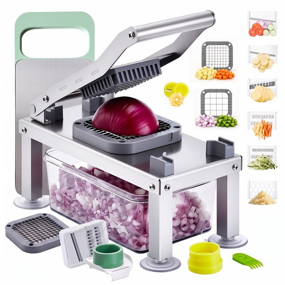 Vegetable Chopper with Container, 8+1 Blades Veggie Chopper and Mandoline Slicer, Onion Chopper, Vegetable Dicer and Julienne Cutter for Fruits & Vegetables