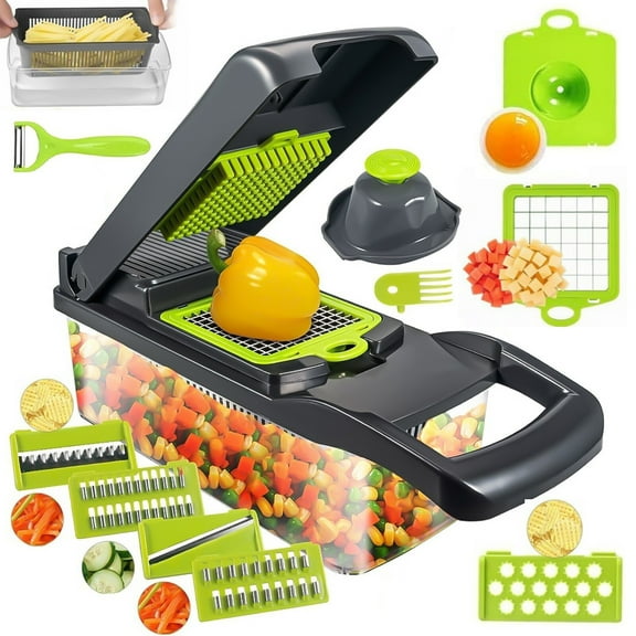 Vegetable Chopper,DFITO Pro Onion Chopper, 14 in 1Multifunctional Food Chopper, Kitchen Vegetable Slicer Dicer Cutter,Veggie Chopper With 6 Blades,Carrot Chopper With Container