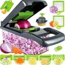 Vegetable Chopper, Food Chopper, Multifunctional 10 in 1 Food Chopper, Kitchen Vegetable Slicer Dicer Cutter, Veggie Chopper With 8 Blades, Carrot and Garlic Chopper With Container