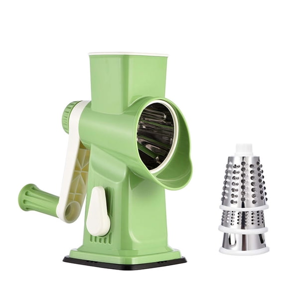 Vegetable Chopper Hand Crank Roller Cutter with 3 Stainless Steel Blades, Multifunctional Kitchen Tool