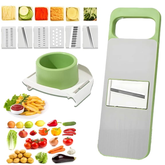 Vegetable Chopper Mandoline Slicer Potato Julienne Shredder Kitchen Cooking Gadget Multi Blades Container for Daily Salad Making Quick Meal Prep Home