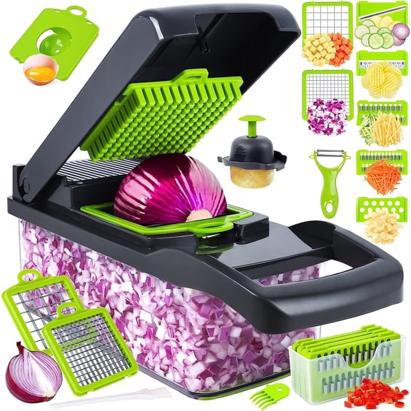 Vegetable Chopper, Multifunctional 16-in-1 Food Chopper with 8 Blades, Onion Chopper, Veggie chopper, Chopper Vegetable Cutter/Slicer/Dicer
