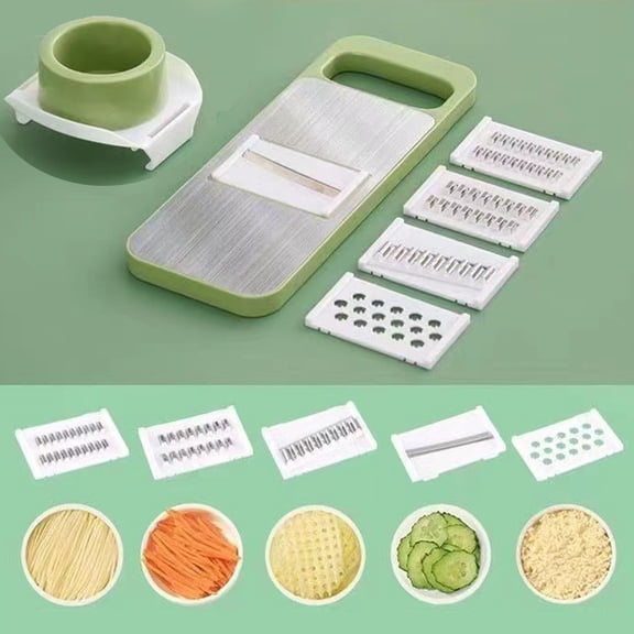 Vegetable Chopper, Multifunctional 5-in-1 Food Dicer with Container, Stainless Steel Blades Dishwasher Safe Easy Clean Kitchen Gadget