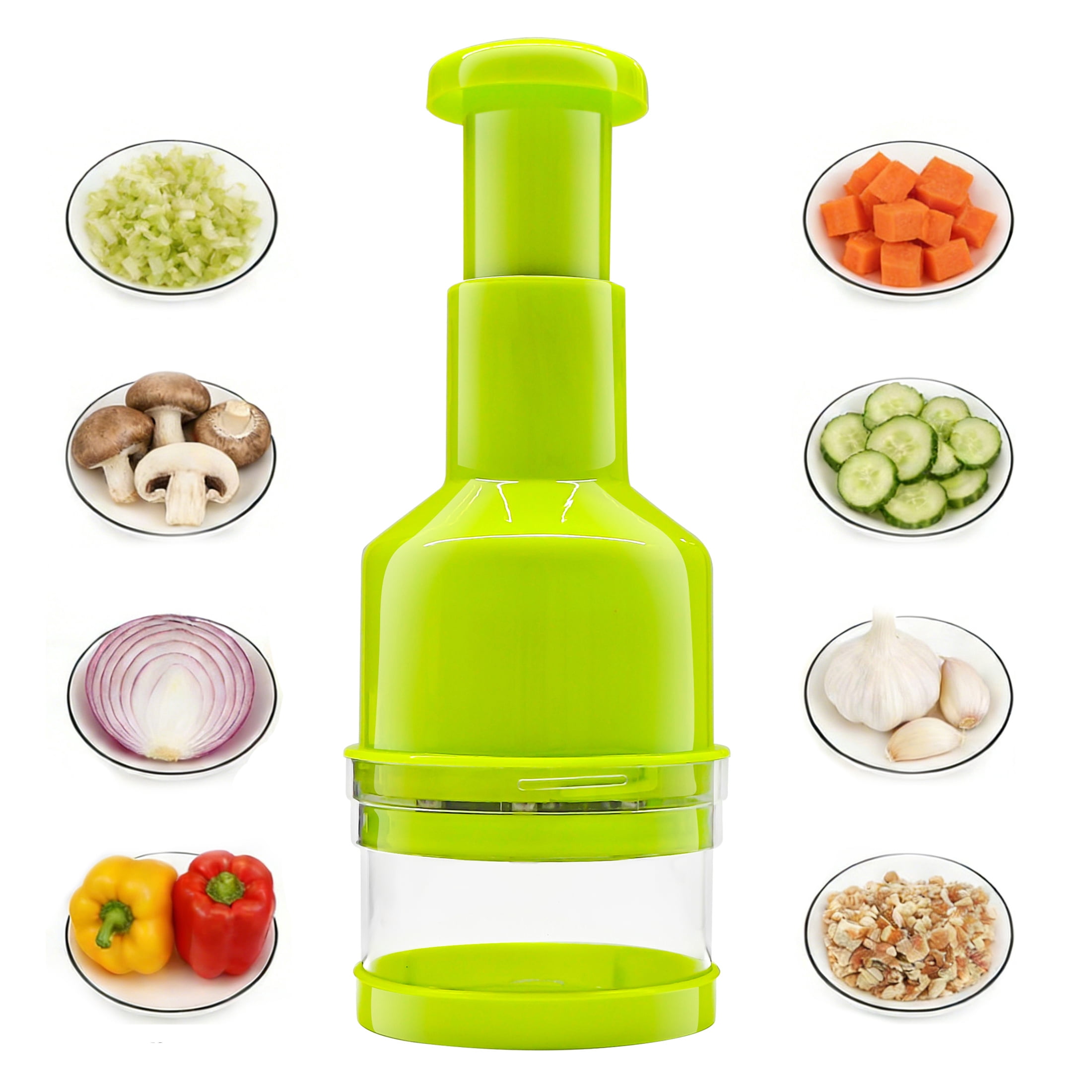 GARITIN Onion Chopper, Hand Press Vegetable Chopper with Stainless Steel Blades Onion Dicer, Manual Food Chopper for Garlic, Onion, Green