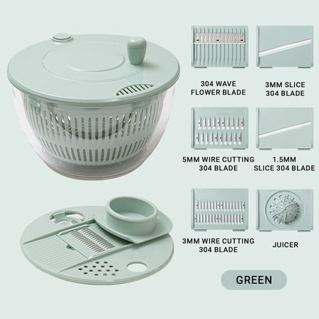 Vegetable Chopper Multifunctional Kitchen Slicer Manual Spinner Salad Shredder Food Processor Strainer Bowl with Multiple Blades Safety Guard Efficient Meal Prep Tool for Fruits Vegetables