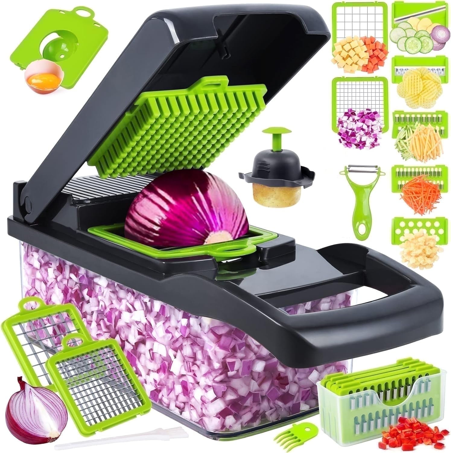 Walmart exclusive discounts  Walmart Black Friday Deals 2025 - LVL Vegetable Chopper 14 in 1 Multifunctional Food Slicer Dicer Cutter with 8 Blades Grey