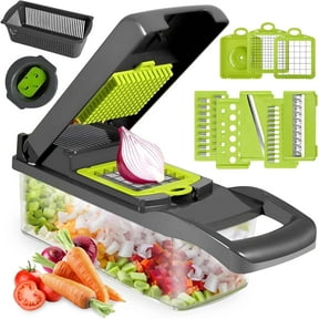 Vegetable Chopper, Pro Onion Chopper, 16 in 1Multifunctional Food Chopper, Kitchen Vegetable Slicer Dicer Cutter,Veggie Chopper With 7 Blades,Carrot Chopper With Container (Grey)