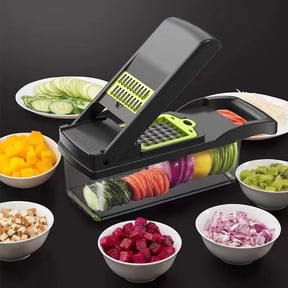 Vegetable Chopper, Pro Onion Chopper, 16 in 1Multifunctional Food Chopper, Kitchen Vegetable Slicer Dicer Cutter,Veggie Chopper With 8 Blades,Carrot Chopper With Container (Grey)