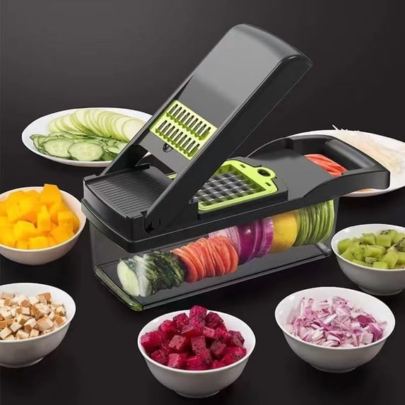Vegetable Chopper, Pro Onion Chopper, 16 in 1Multifunctional Food Chopper, Kitchen Vegetable Slicer Dicer Cutter,Veggie Chopper With 8 Blades,Carrot Chopper With Container (Grey)