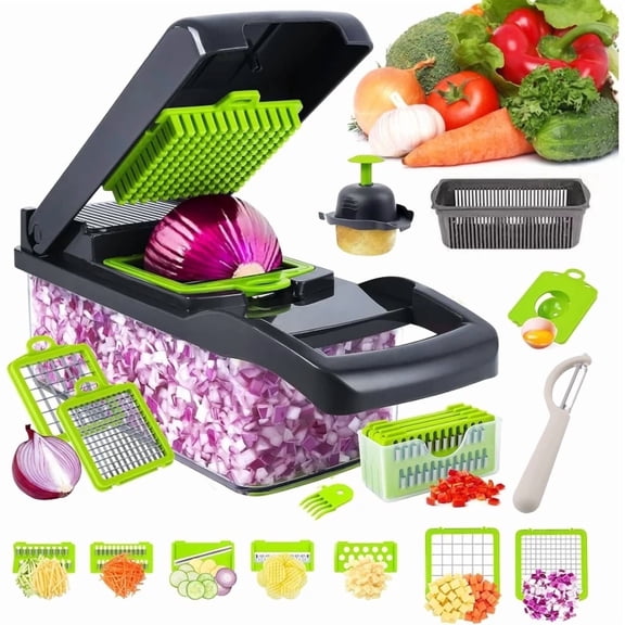 ComfyCreations Manual Vegetable Chopper and Slicer, 16-in-1 Multi-Blade Food Cutter for Fruits and Vegetables