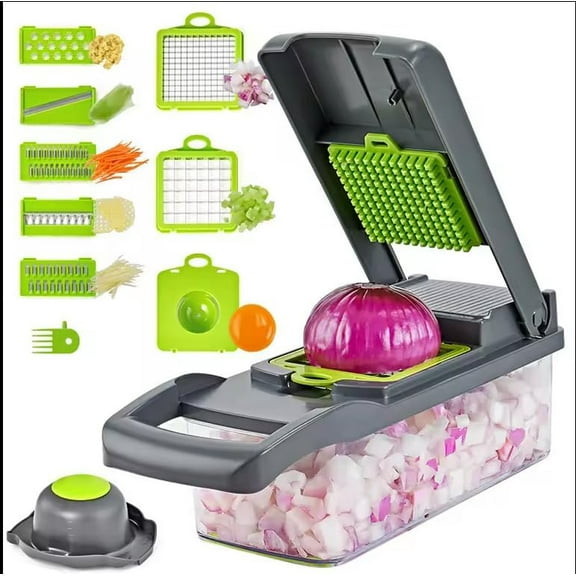 Vegetable Chopper, Pro Onion Chopper, Multifunctional 16 in 1 Food Chopper, Kitchen Vegetable Slicer Dicer Cutter,Veggie Chopper With 8 Blades,Carrot and Garlic Chopper With Container