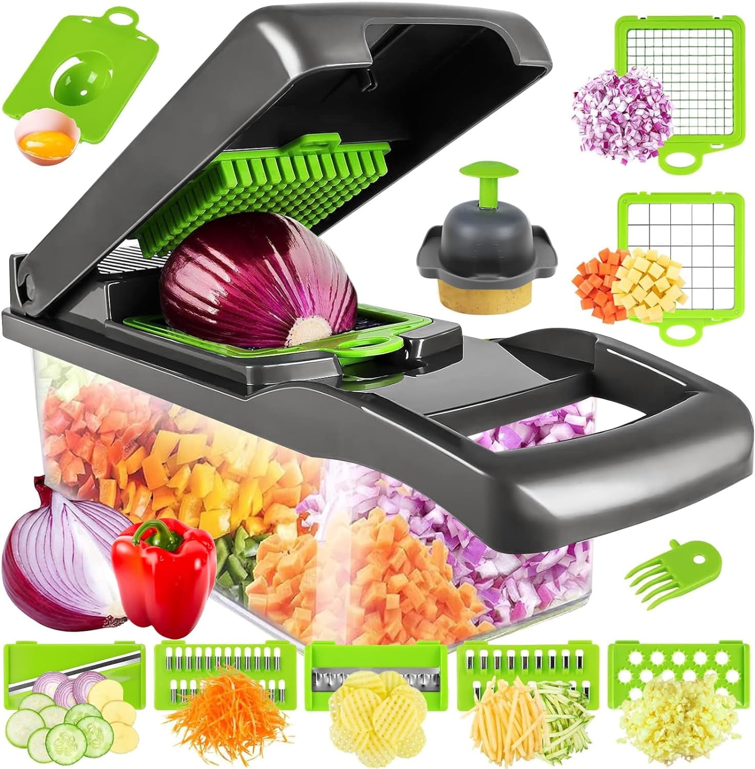 Vegetable Chopper ºå Veggie Chopper ºåMultifunctional 13 in 1 Food Chopper ºåVegetable Slicer Dicer - Superior Quality, Time-Saving Kitchen Tool