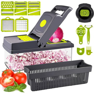Mueller Pro-Series-10 in 1-8 blades for Vegetable Slicer Chopper, Onion  Mincer Chopper, Cutter, Dicer, Egg Slicer, Tomatoes Cutter, Pickle Slicer,  Grater, Slicer with Container 