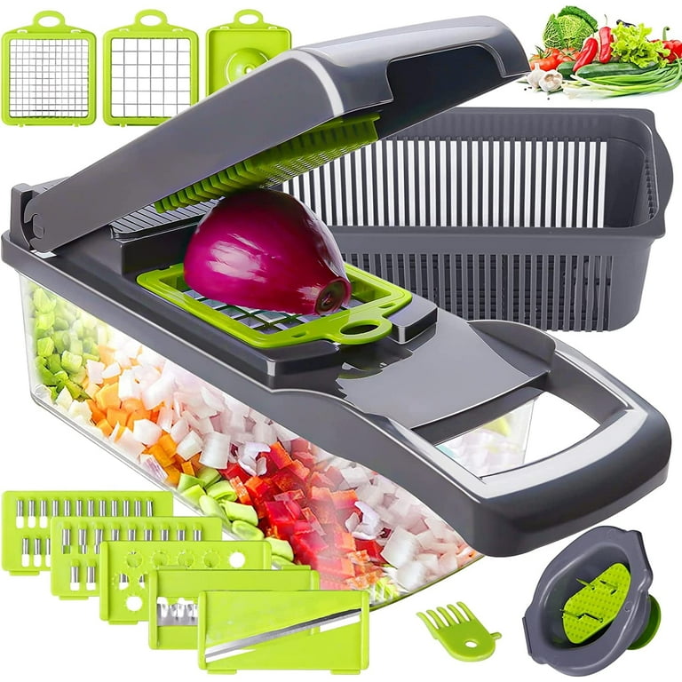 KEOUKE Vegetable Chopper Cutter 13 in 1 Veggie Chopper Slicer Dicer Pro  Onion Chopper Food Chopper with Container and Hand Guard,9 Blades - Yahoo  Shopping