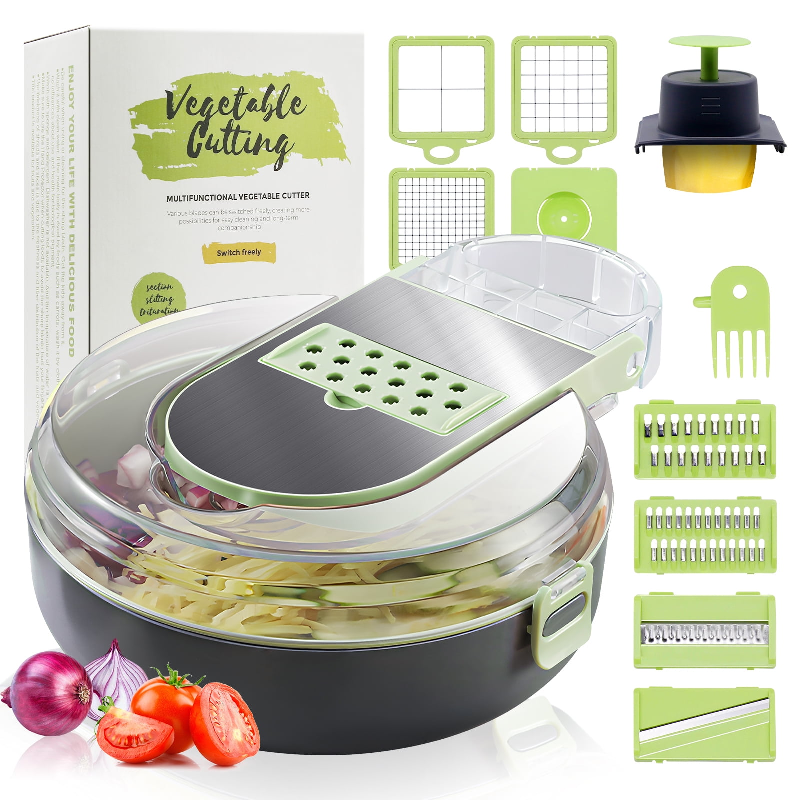 WeiloveYa Vegetable Chopper, Pro Onion Chopper, Multifunctional 13 in 1 Food  Chopper, Kitchen Vegetable Slicer Dicer Cutter,Veggie Chopper With 8  Blades,Carrot and Garlic Chopper With Container 