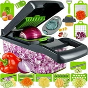 Vegetable Chopper Slicer 14 in 1 Multifunction Veggie Dicer Cutter Onion Chopper for Tomato Potato Carrot Garlic Fruits and Salads Slicing Chopper with Container Dicing Shredding with Egg Slicer