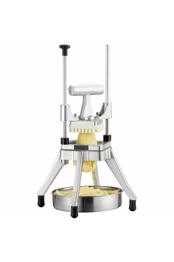 Vegetable Chopper, Stainless Steel French Fry Cutter 4 Blades 1/4" 3/8" 1/2", 6-Wedge Slicer, Heavy Duty Potato Onion Tomato Dicer with Tray