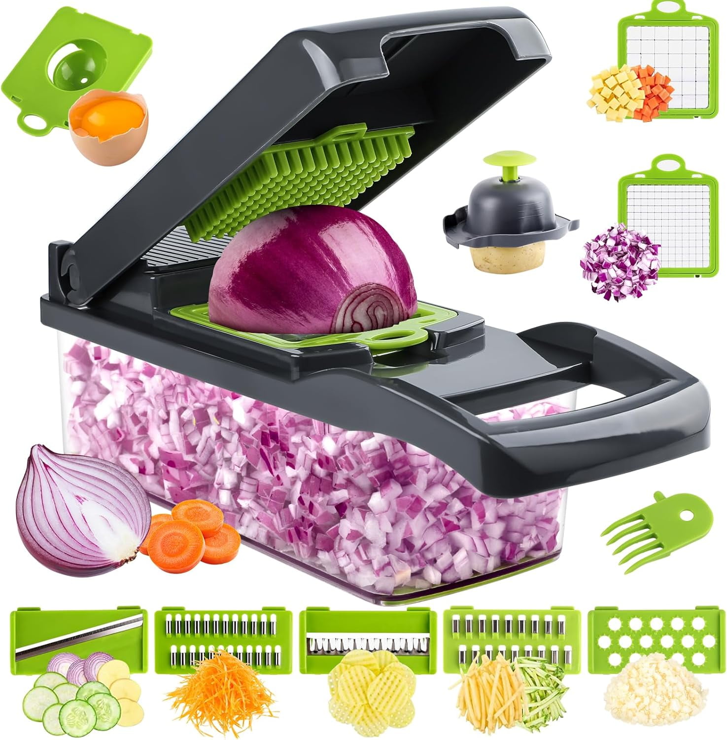 Vegetable Chopper ºå Veggie Chopper ºåMultifunctional 13 in 1 Food Chopper ºåVegetable Slicer Dicer - Superior Quality, Time-Saving Kitchen Tool