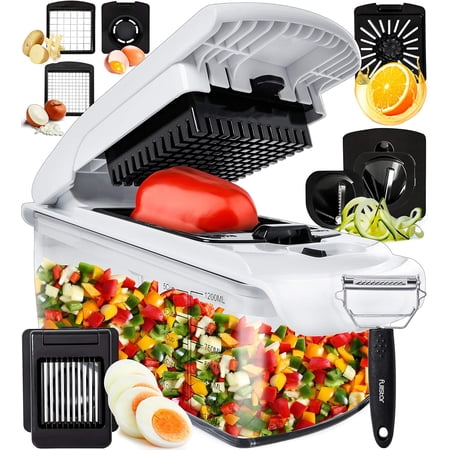 Vegetable Chopper and Spiralizer - Food Chopper with Container, Fruit Slicer, Kitchen Gadgets & Accessories, Home Essentials
