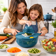 Multifunctional Vegetable Chopper & Food Slicer with Container   Manual Mandoline Slicer for Kitchen, Cucumber, Onion, Carrot, Potato, and More