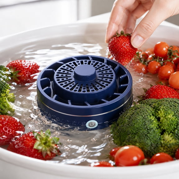 Vegetable Cleaner Produce Cleaner Portable Wireless Food Purifier Machine for Removing Surface Impurities Wax Grime from Fruits Vegetables Meat Kitchen Gadget for Home Use 14cm Diameter,Khaki