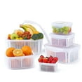 thumbnail image 1 of Vegetable Containers 5 Pack, Luxear Vegetable Storage Containers for Refrigerator, BPA Free with Lid & Colander Fruit Containers 0.7+1.35+2.3+3.8+5.8L Fridge Organizers White, 1 of 8
