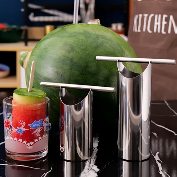 Vegetable Cutter 2 304 Stainless Steel Watermelon Corer for Hole Opening and Fruit Preparation Commercial Grade Kitchen Tool Easy Pineapple Core Removal High- Stainless Steel
