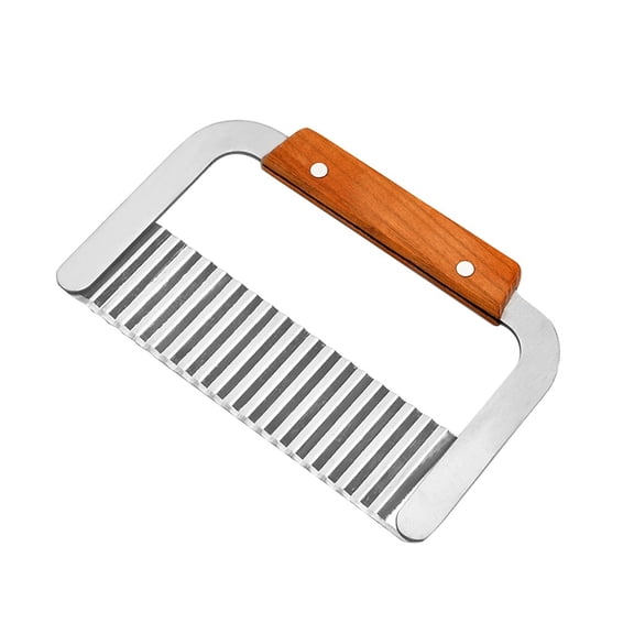 Vegetable Cutter 2 in 1 Chip Crinkle Fries Hand Chipper for Potatoes and Vegetables Kitchen Dining Bar, Silver