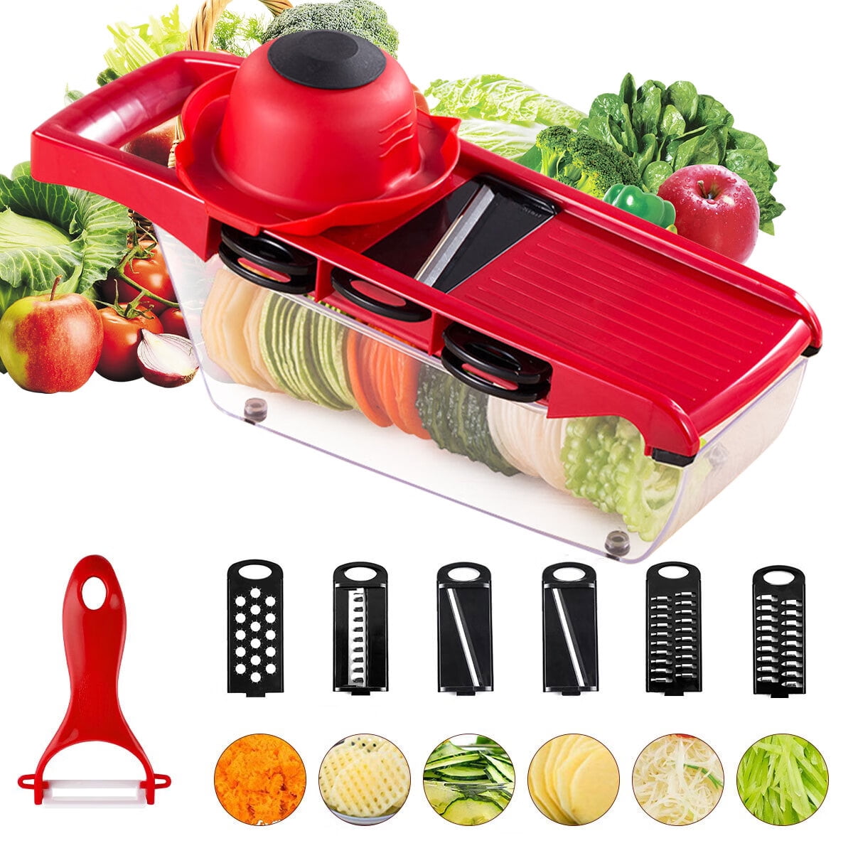 Tohuu Vegetable Mandoline Slicer 6 In 1 Food Slicer With Container Veggie  Chopper Vegetable Cutter Slicer Durable Lightweight Slicer For Vegetables  Cheese & Potato charitable 