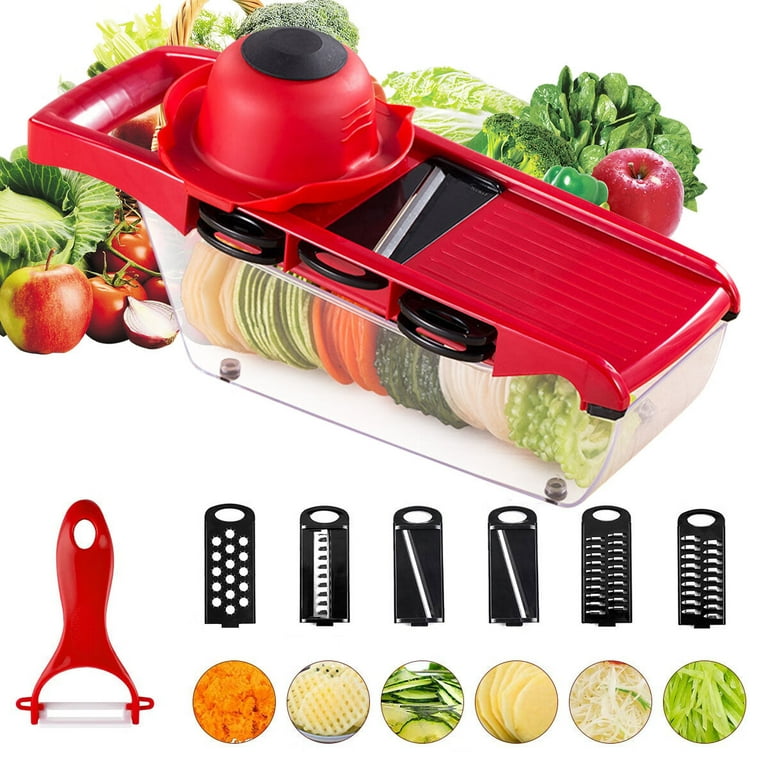 Vegetable Chopper, 10 in 1 Multi-functional Onion Chopper, Veggie Chopper  Stainless Steel Blades, Vegetable Slicer Container, Mandoline Slicer,  Dicer, Cutter Ideal for Fruits/Salads with Container 