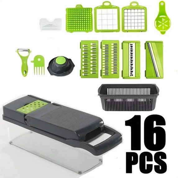 Vegetable Cutter Multifunctional Kitchen Tool, 5-in-1 Food Chopper for Tomato Carrot Cheese Onion, Handheld Slicer Dicer Grater