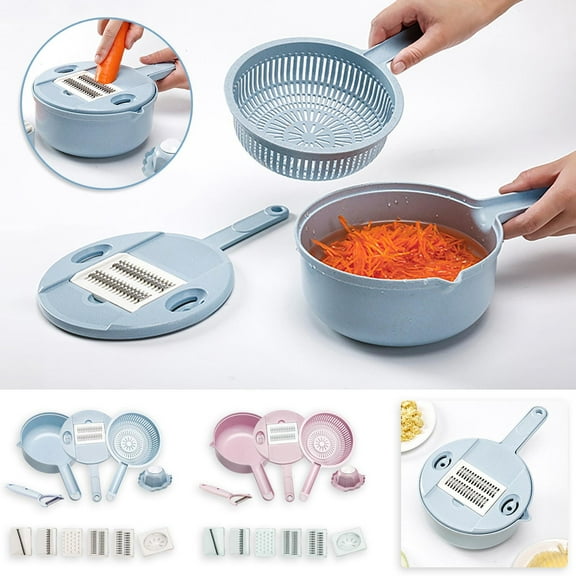 Vegetable Cutter Potato Shredder with Stainless Steel Blades, Multi-function Hand-safe Grater Tool for Kitchen Prep, Includes Strainer Basket and Egg Separator, Topliu