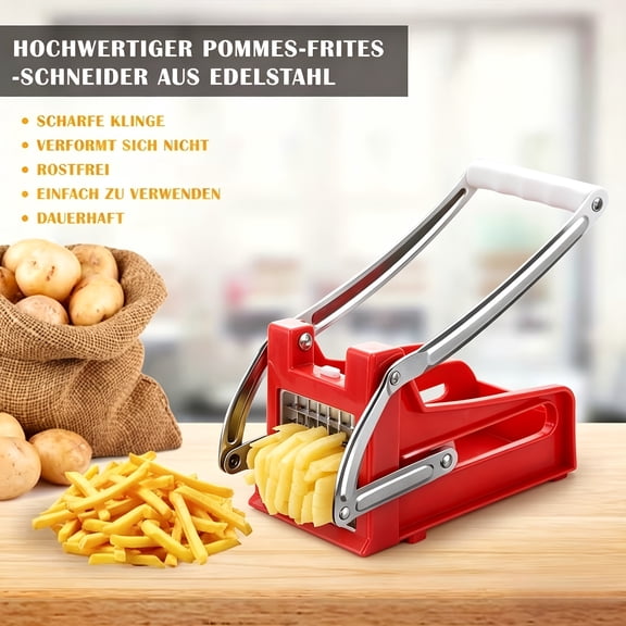 Vegetable Cutter, Stainless Steel Blade ，Potato French Fry Cutter, Plastic Semi-automatic Square Multifunctional Food Chopper for Potato, Carrot, Cucumber, Onion, Kitchen Gadget
