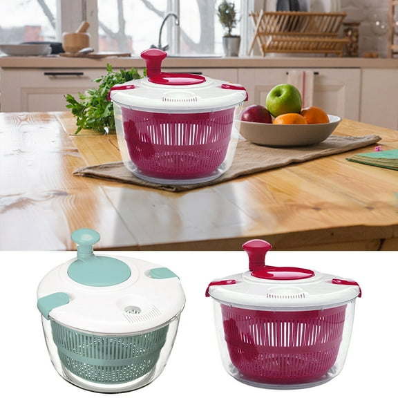 Vegetable Dehydrator Salad Spinner | Hand Crank Dryer for Fruits & Greens | Quick Water Removal | 5 Quart Transparent Bowl | Wash Rinse Dry Spin Basket