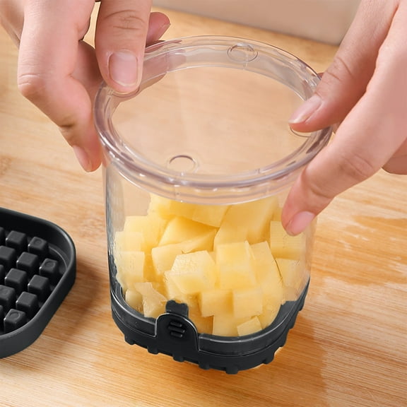 Vegetable Dicer Hand Press Multifunctional Cutter | Stainless Steel Blades for Carrots, Potatoes, Cucumbers | Compact, Easy Clean, 4.05"x3.42"x3.42" | Pink Yellow Blue