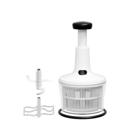 Vegetable Dicer Mincer Manual Hand Push Food Chopper with Container, Salad Spinner and Egg Whisk for Hummus Pesto Salsa, BPA Free, Kitchen Accessories