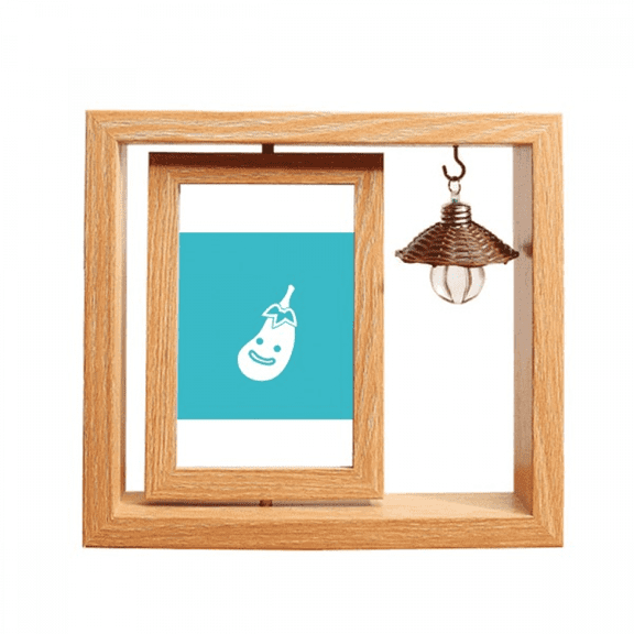 Vegetable Expression Happy Eggplant Body Wooden Rotating Picture Photo Frame 4x6