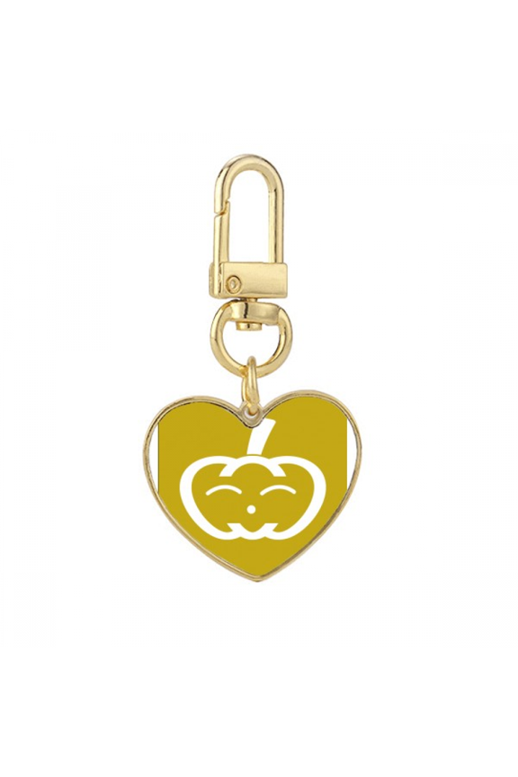 Vegetable Expression Happy Pumpkin Body Gold Heart Keychain Metal Keyring Holder