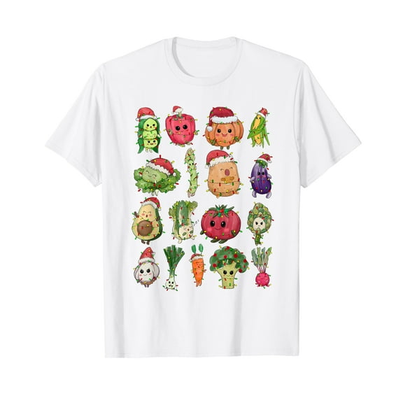 Vegetable Food Christmas Tree Funny Xmas Vegan T-Shirt White Tee