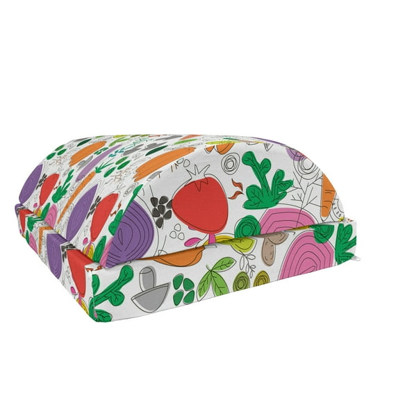 Vegetable Foot Rest, Drawing of Vegetarian Food Colorful Peper Eggplant and Carrot Design, Non-Slip Backing Adjustable Ergonomic Memory Foam Leg Support for Office, Multicolor, by Ambesonne